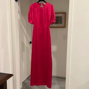 Fuchsia pink satin dress
